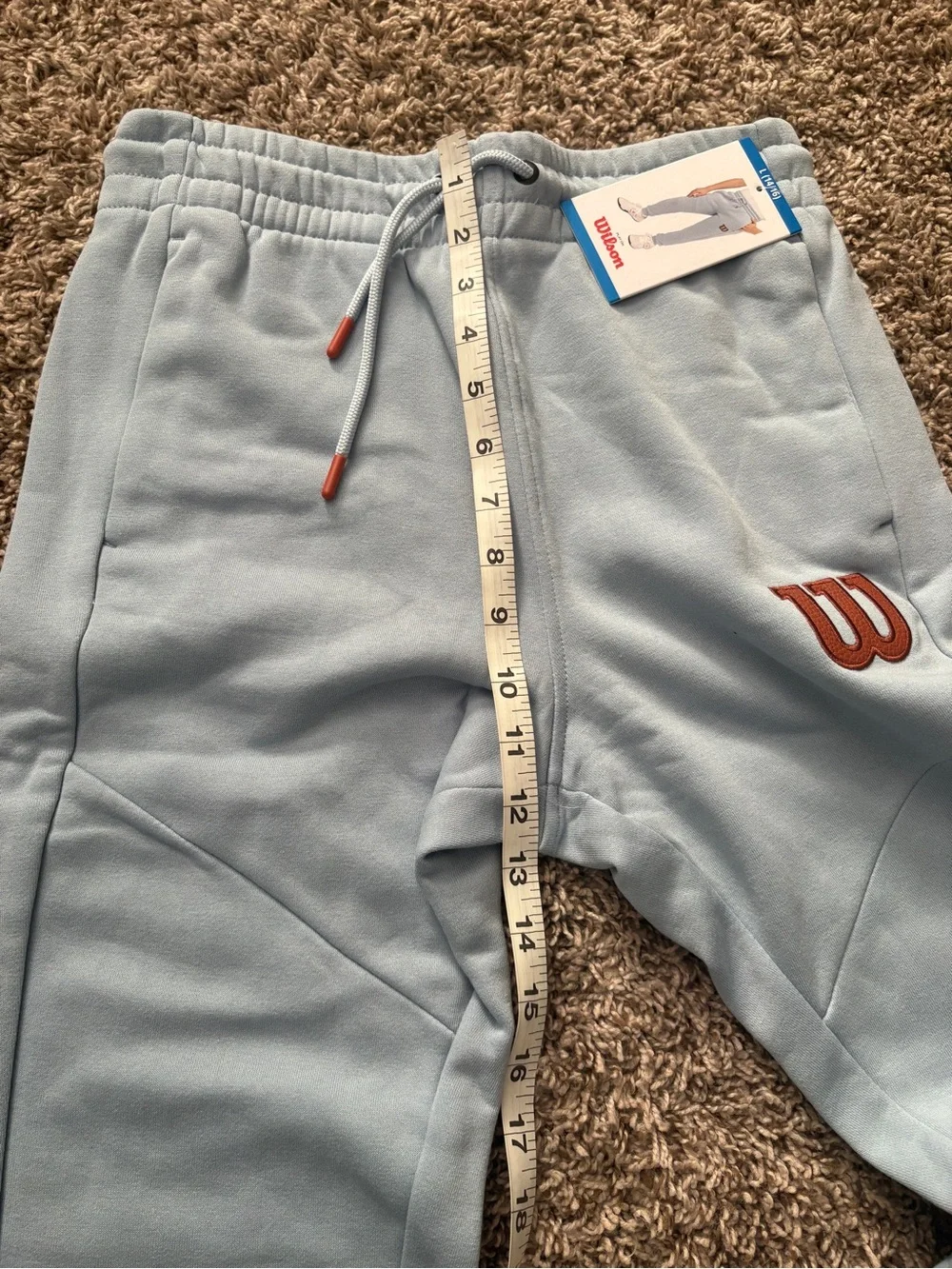 Wilson Pale Blue Kids Jogger Sweatpants with Rust W Patch